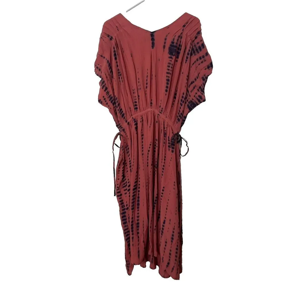Pure J Jill Tie-Waisted Maxi Dress Size Large L Purejill Soft Paprika multi